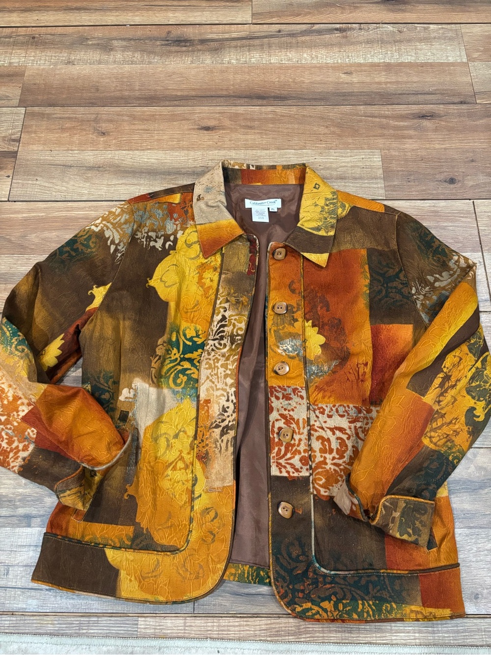 Coldwater Creek Painted Patchwork Jacket in Autumn Hues - Picture 2 of 7